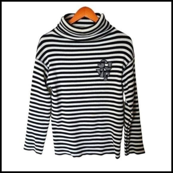 Fano Studios Striped Turtleneck Sweater‎ Crest Logo Back Embroidery S Small - Picture 1 of 8